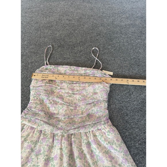 Hollister Floral Chilfon Skort Mini Dress Spaghetti Straps Lavender Green SZ M - Picture 8 of 14